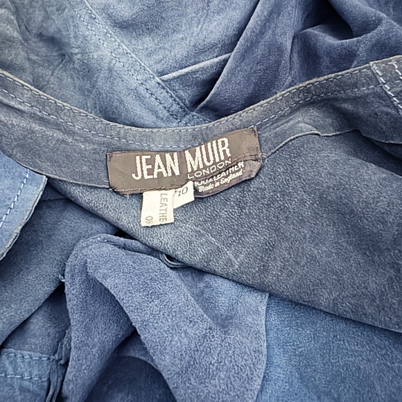 Vintage Jean Muir Blue Punched Suede Leather Coat Dress Rare England Sz 10 - Picture 14 of 14
